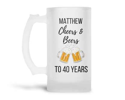 Personalised Frosted Glass Tankard - Cheers & Beers Birthday