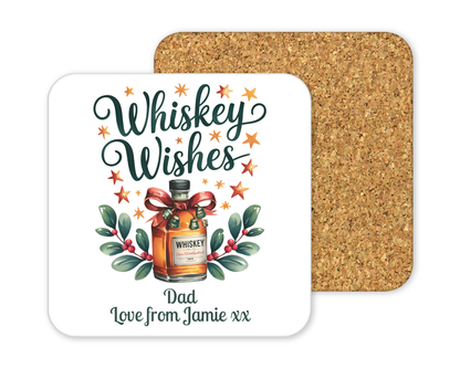 Personalised Drinks Coaster - Christmas Whiskey Design