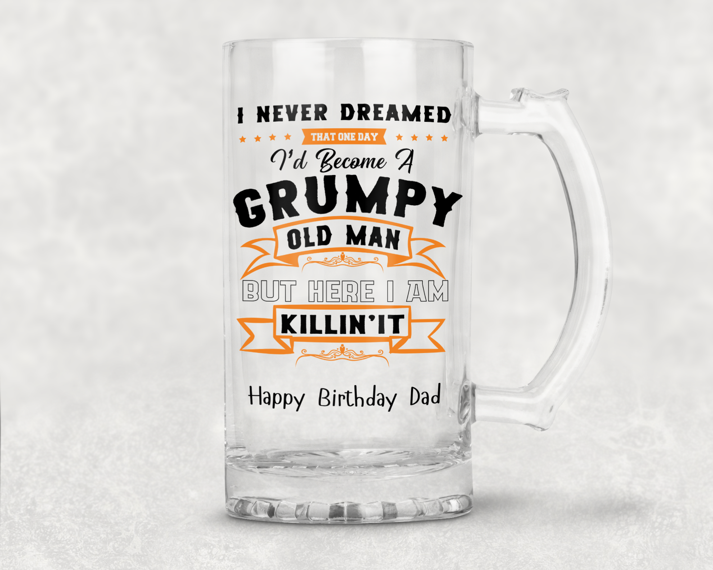 Personalised Clear Glass Tankard (0.8 Pint) - Grumpy Old Man Design