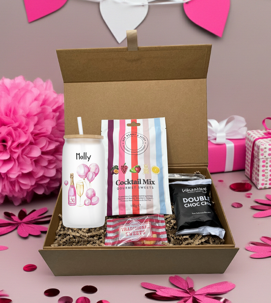 Personalised 30th Birthday Design Frosted Glass Tumbler Hamper Gift Box