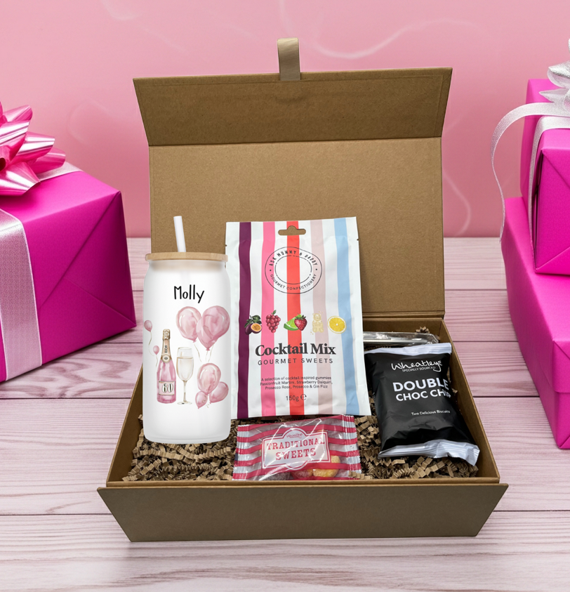 Personalised 60th Birthday Design Frosted Glass Tumbler Hamper Gift Box