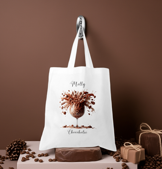 Personalised Tote Shopping Bag - Chocoholic Shake Design