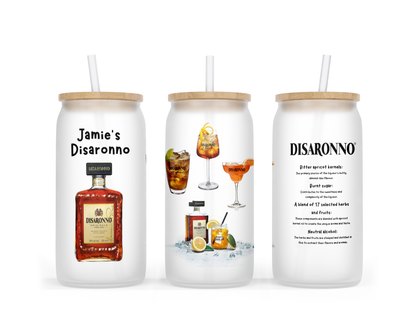 Personalised Frosted Glass Tumbler - Disaronno Design