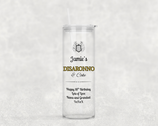 Personalised Tall Glass Tumbler - Disaronno & Coke Design