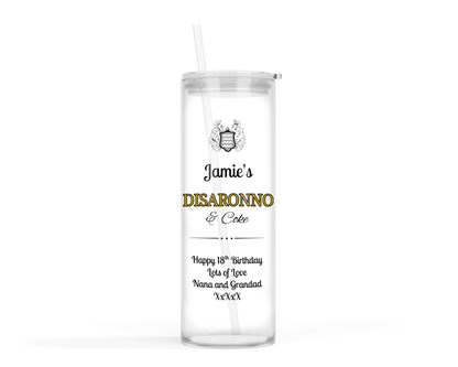 Personalised Tall Glass Tumbler - Disaronno & Coke Design