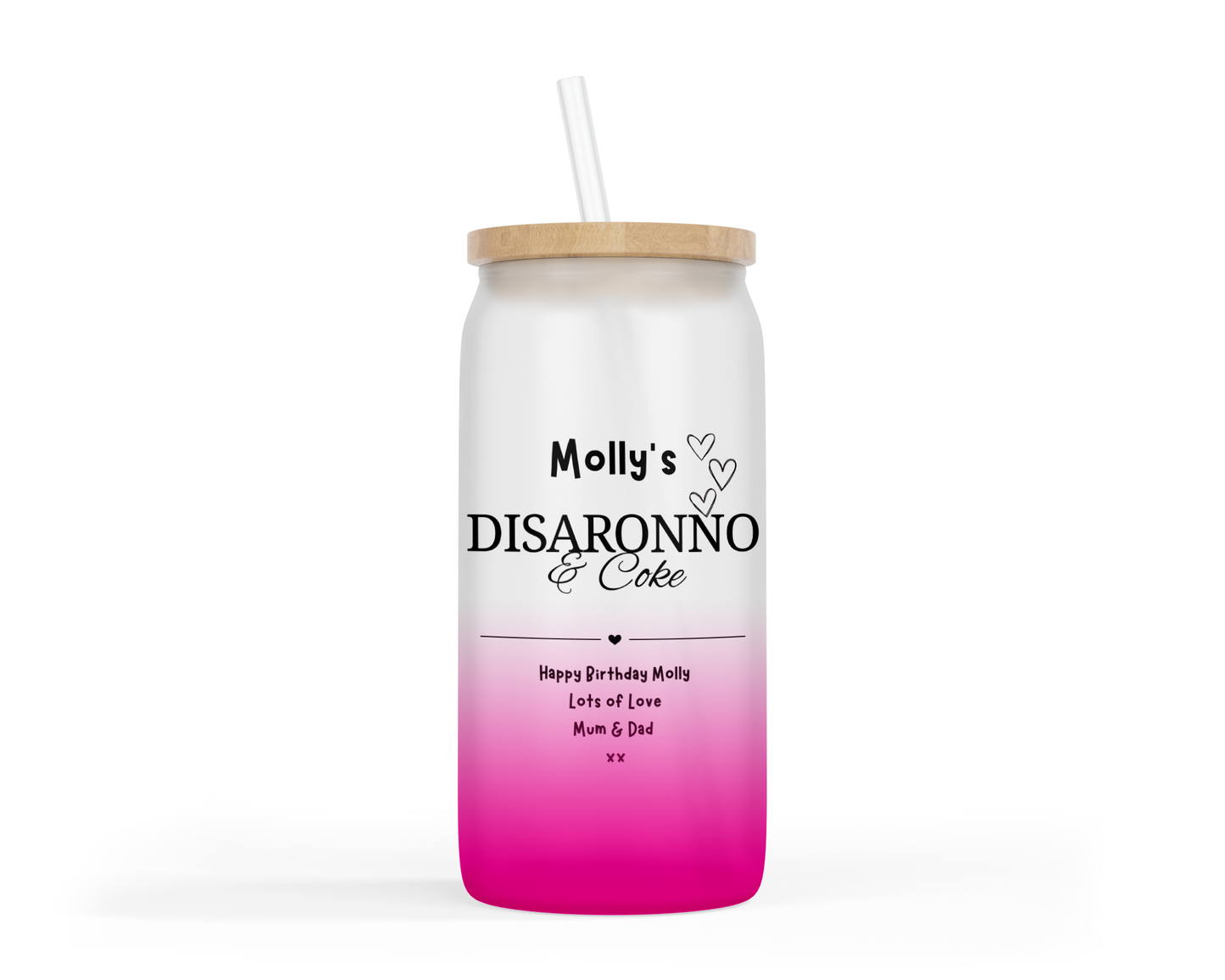 Personalised Ombre Coloured Glass Tumbler - Disaronno Design