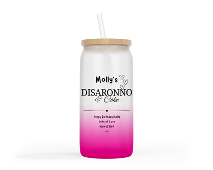 Personalised Ombre Coloured Glass Tumbler - Disaronno Design