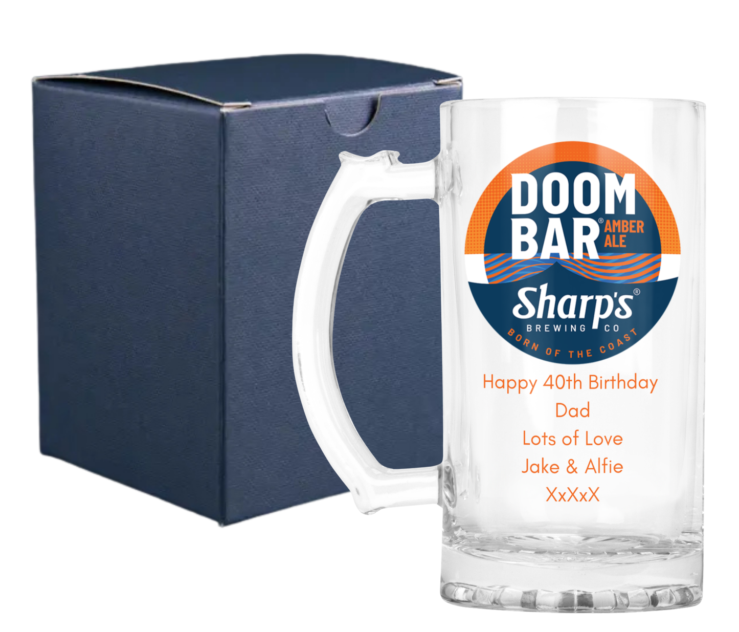 Personalised Glass Beer Tankard Mug - Doom Bar Amber Ale Design