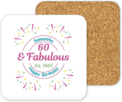 Personalised Drinks Coaster - Fabulous Birthday Design