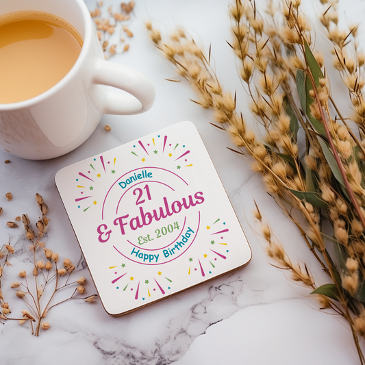 Personalised Drinks Coaster - Fabulous Birthday Design