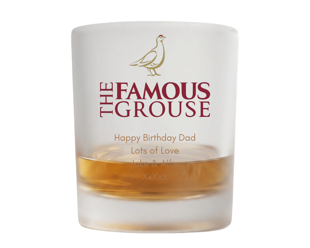 Personalised Frosted Glass Tumbler - Famous Grouse Whisky Design