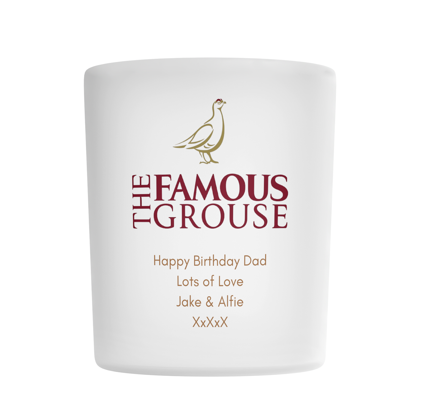 Personalised Frosted Glass Tumbler - Famous Grouse Whisky Design