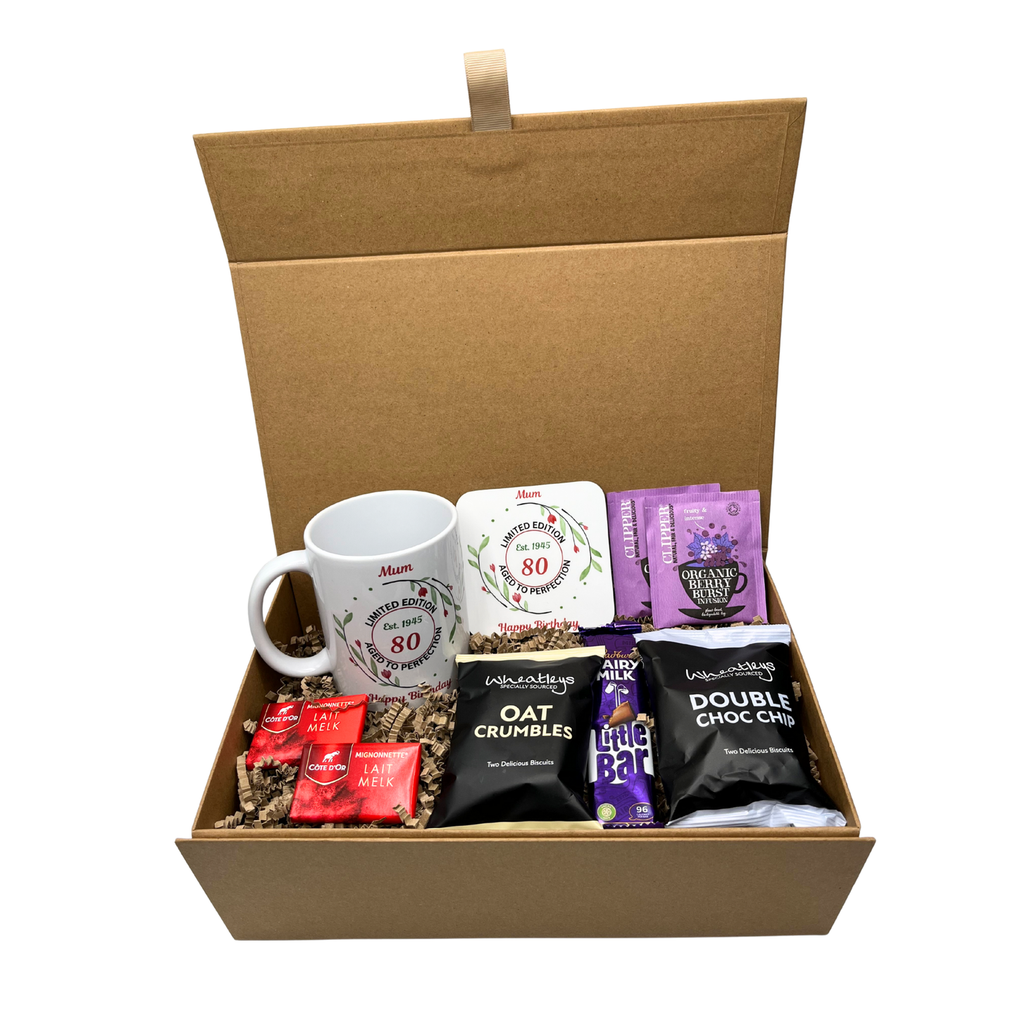 Personalised Flowers Limited Birthday Design Mug & Coaster Hamper Gift Box