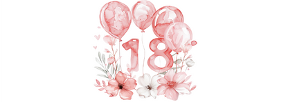 Personalised Flute Glass - 18th Birthday Pink Balloons