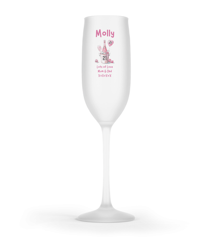 Personalised Flute Glass - 21st Birthday Pink Balloons