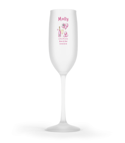 Personalised Flute Glass - 30th Birthday Pink Balloons