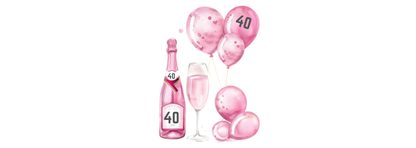 Personalised Flute Glass - 40th Birthday Pink Balloons