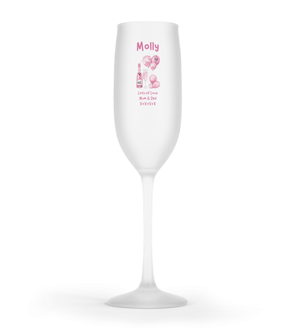 Personalised Flute Glass - 40th Birthday Pink Balloons