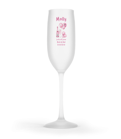Personalised Flute Glass - 60th Birthday Pink Balloons