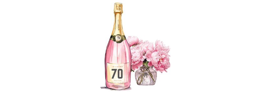 Personalised Flute Glass - 70th Birthday Pink Balloons