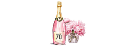 Personalised Flute Glass - 70th Birthday Pink Balloons