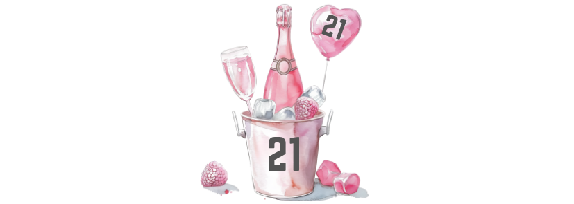 Personalised Flute Glass - 21st Birthday Pink Balloons