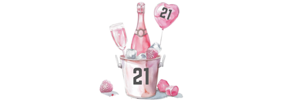 Personalised Flute Glass - 21st Birthday Pink Balloons