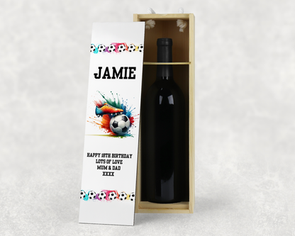 Personalised Wooden Wine Bottle Gift Box - Football Boot Design