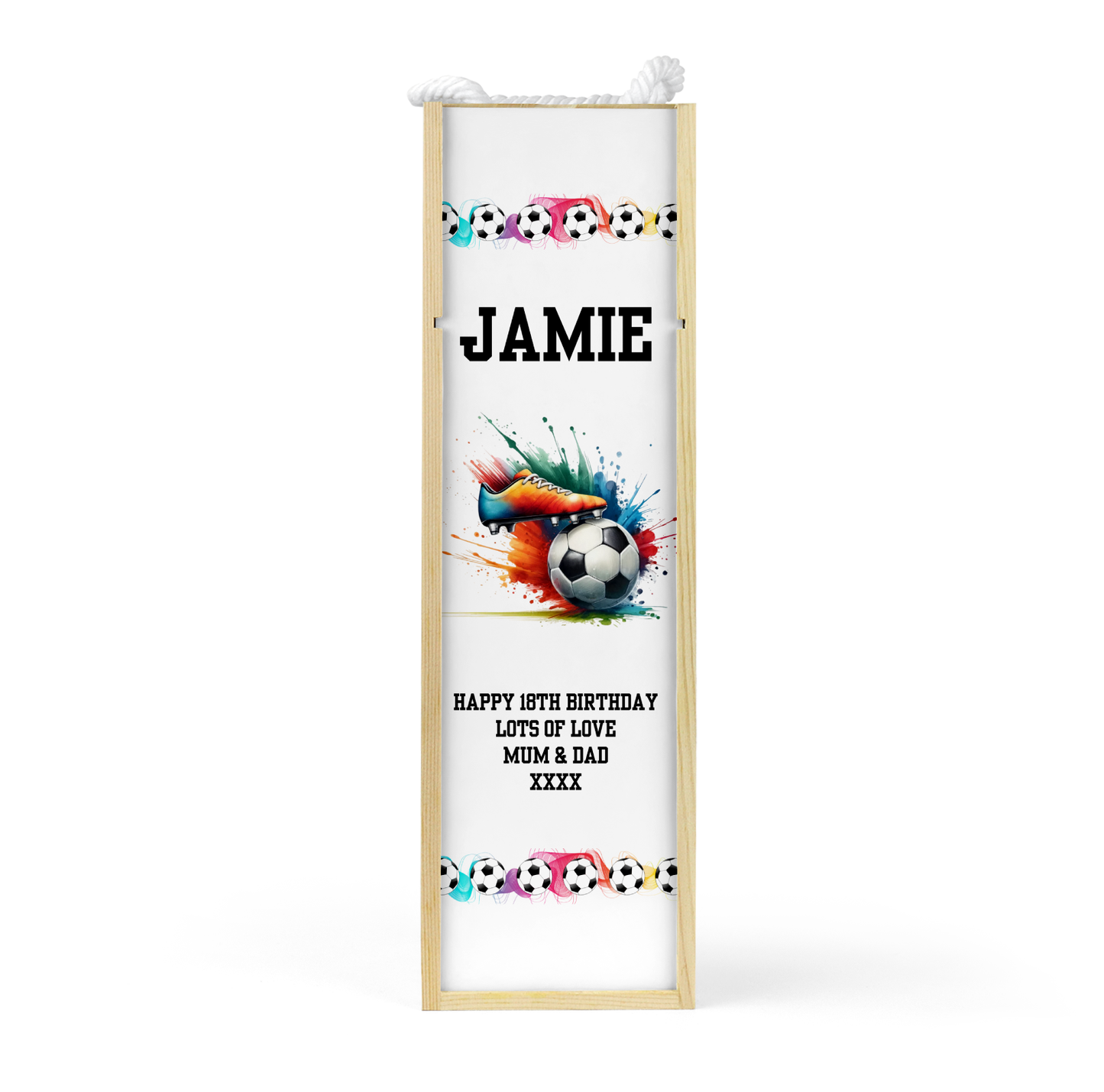 Personalised Wooden Wine Bottle Gift Box - Football Boot