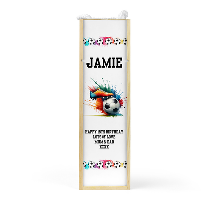 Personalised Wooden Wine Bottle Gift Box - Football Boot