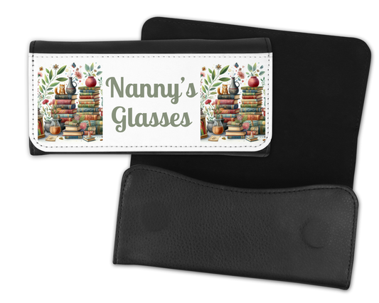 Personalised Glasses Case - Books Flowers Design