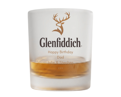 Personalised Frosted Glass Tumbler - Glenfiddich Whisky Design