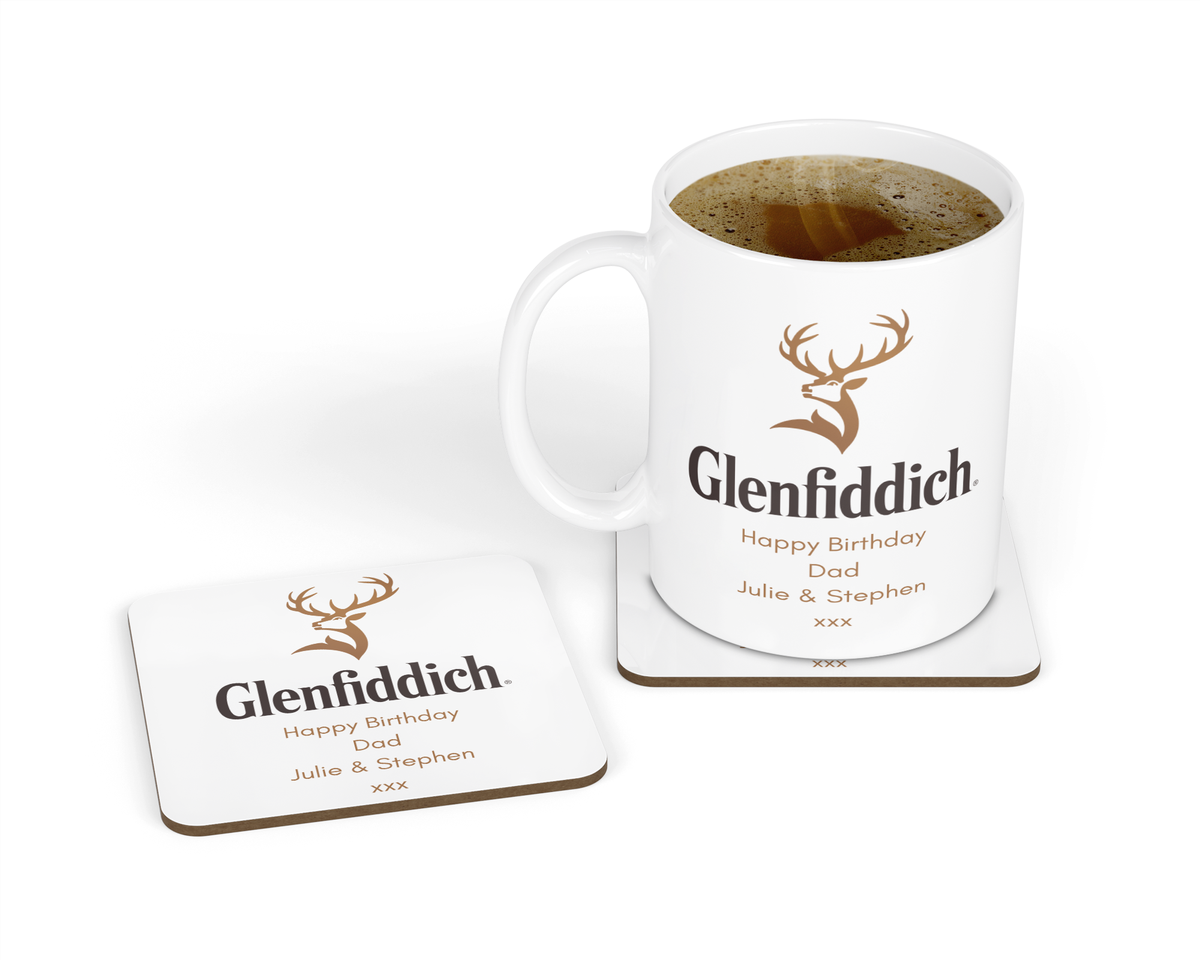 Personalised Glenfiddich Whisky Mug & Coaster