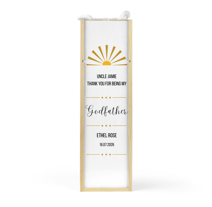 Personalised Wooden Wine Bottle Gift Box - Thank You Godfather Design