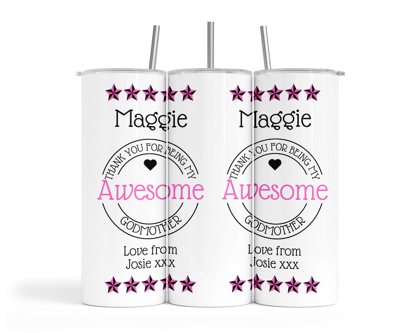 Personalised Insulated Tumbler Travel Sports Bottle - Awesome Godmother