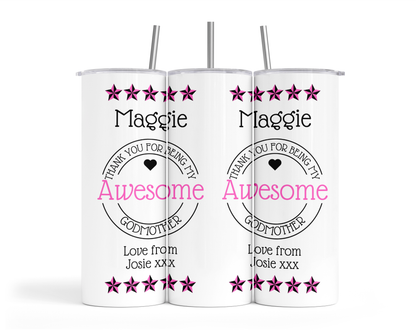 Personalised Insulated Tumbler Travel Sports Bottle - Awesome Godmother