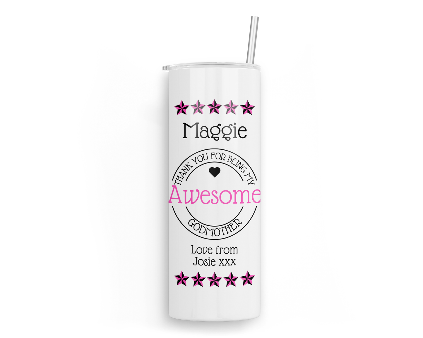 Personalised Insulated Tumbler Travel Sports Bottle - Awesome Godmother