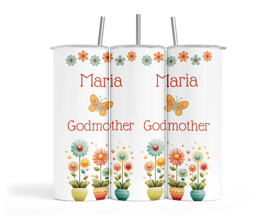 Personalised Insulated Tumbler Travel Sports Bottle - Daisies Godmother