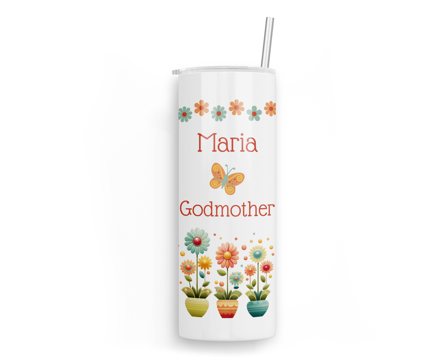 Personalised Insulated Tumbler Travel Sports Bottle - Daisies Godmother