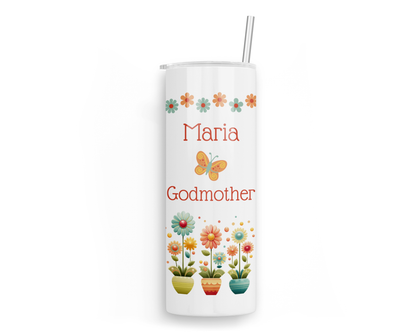 Personalised Insulated Tumbler Travel Sports Bottle - Daisies Godmother