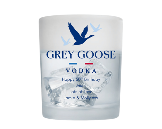 Personalised Frosted Glass Tumbler - Grey Goose Vodka Design