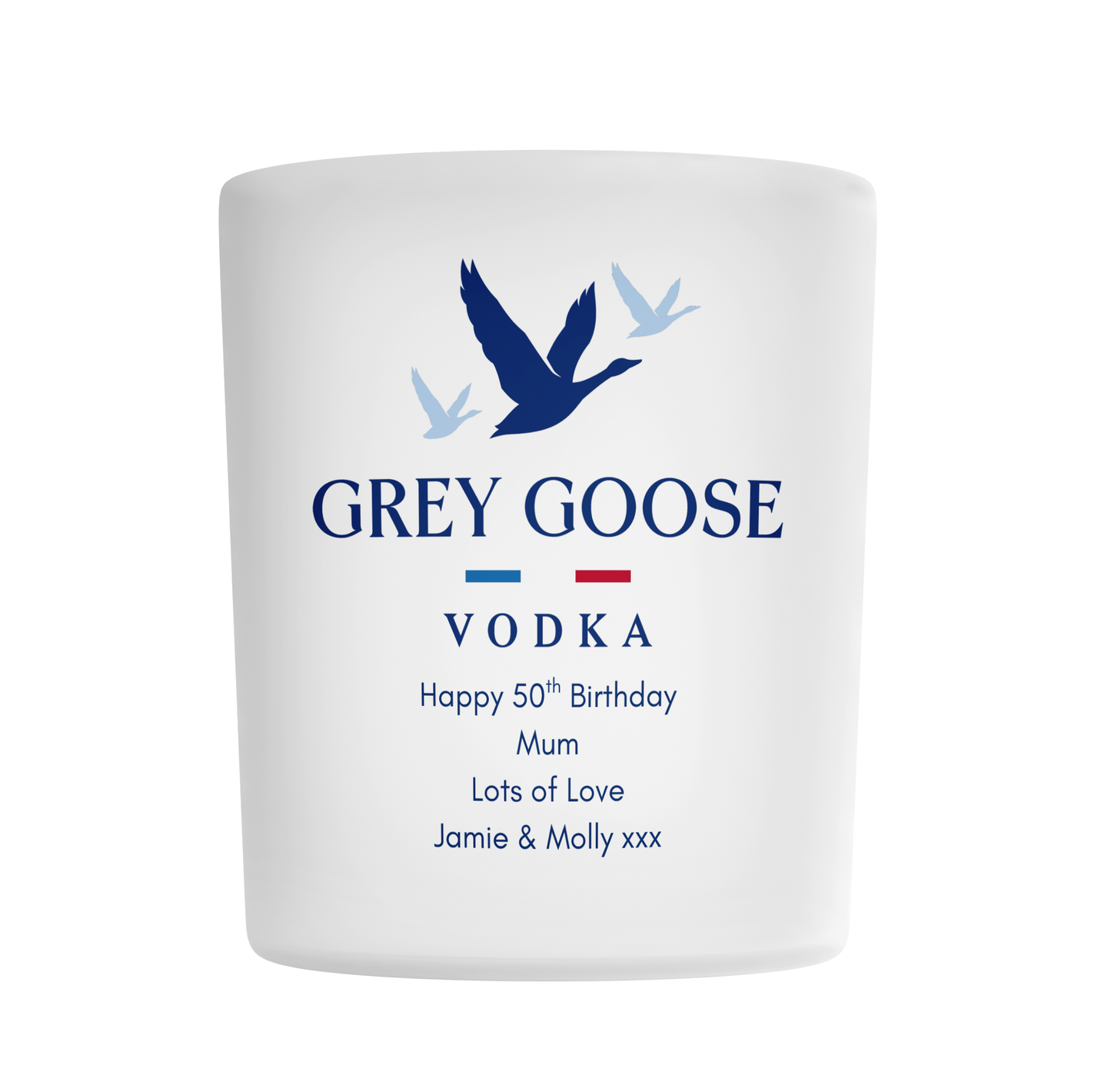 Personalised Frosted Glass Tumbler - Grey Goose Vodka Design