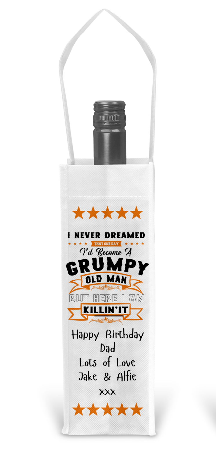 Personalised Bottle Gift Bag - Grumpy Old Man Design