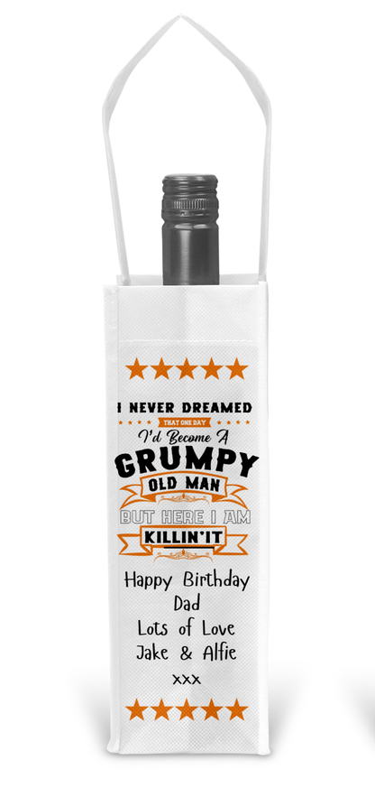Personalised Bottle Gift Bag - Grumpy Old Man Design