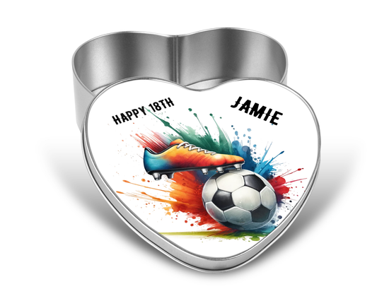 Personalised Heart Sweet Keepsake Tin - Football Boot