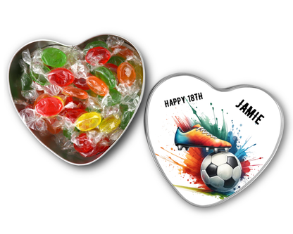 Personalised Heart Sweet Keepsake Tin - Football Boot