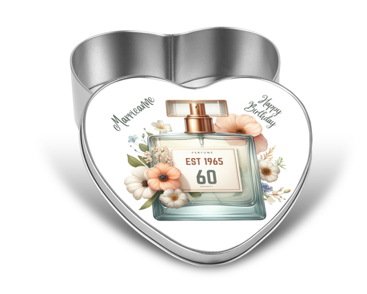Personalised Heart Sweet Keepsake Tin - Perfume Birthday
