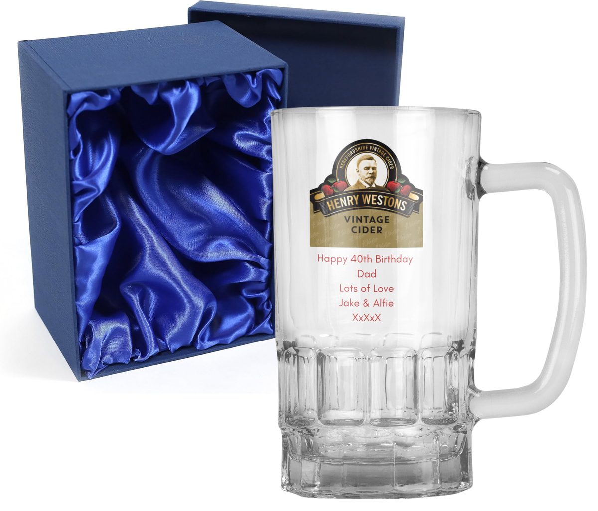Personalised 20oz Pint Clear Glass Cider Tankard Mug - Henry Weston Cider Design