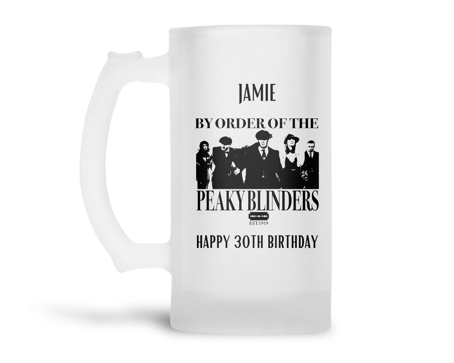 Personalised Frosted Glass Tankard - Peaky Blinders