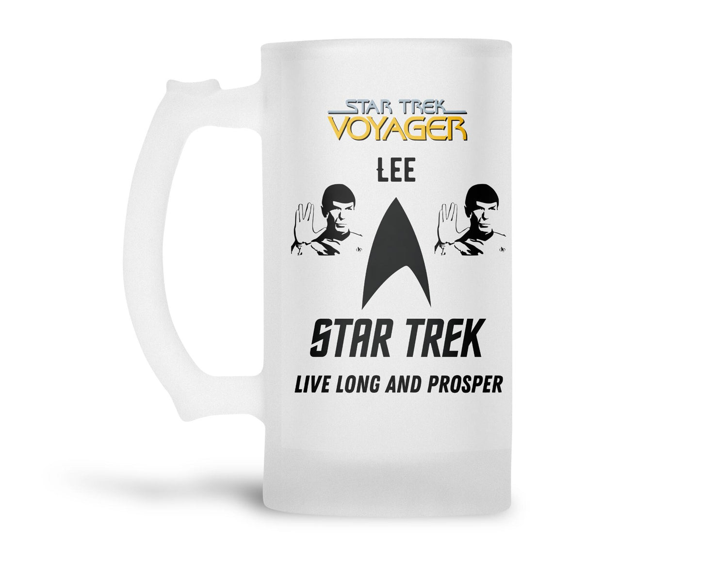 Personalised Frosted Glass Tankard - Star Trek